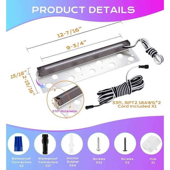 Cloudy Bay 8-Pack 7” Smart Hardscape LED Lights RGB Color Changing, Alexa/Google - Picture 3 of 9